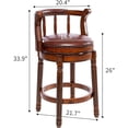 thumbnail image 7 of 26"H Swivel Bar Stool With Wood Frame, Backrest, Cow Top Leather Seat Surface 360° Swivel Upholstered Kitchen Island Chairs For Dining Room, Kitchen, 7 of 7