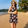 thumbnail image 3 of Vsdgher Robes d'Été Imprimé Maïs Soufflé pour Femmes Robe de Plage Décontractée Col en U Sans Manches Robe d'Été Ample avec Poche, 3 of 7