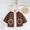 thumbnail image 2 of HAiming Children's Puffer Jacket Long Sleeve Button down Hooded Coat Kids Winter Thick Warm Outwear with Pocket, 2 of 3