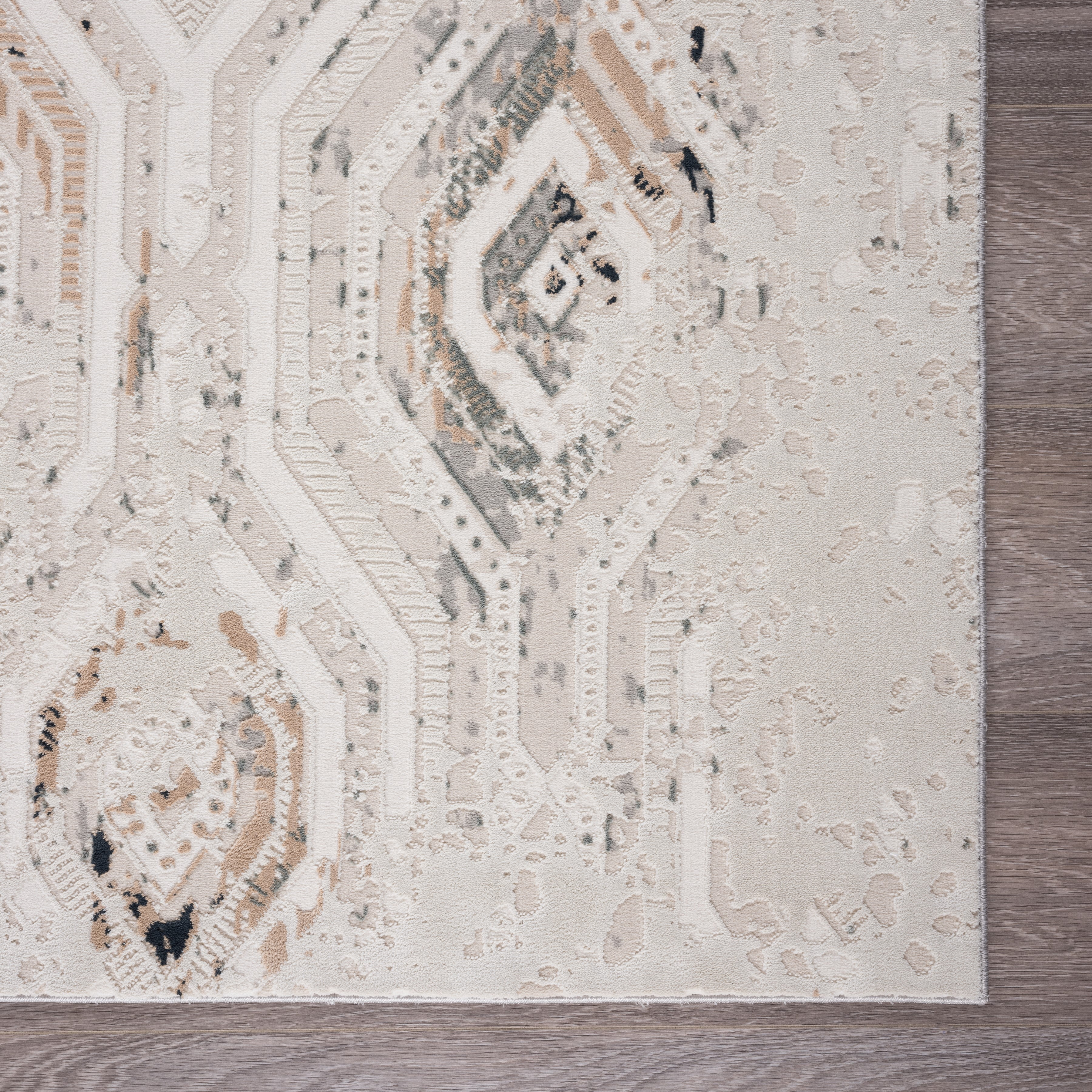 LR Home Martha Fel Gray/Cream Contemporary Geometric Polyester Area Rug, 7'10" x 9'10"