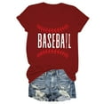 thumbnail image 5 of TODOZO Hot Sale!! Baseball Shirt for Women Baseball Mom Shirt Baseball Letter Graphic Tee Game Day Short Sleeve Tops American Flag Shirts for Women Wine Xxl, 5 of 6