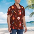 thumbnail image 5 of Xecao Fire Extinguisher print Hawaiian shirt - a stylish short-sleeve button-down for men, perfect for casual beach and tropical outings., 5 of 9