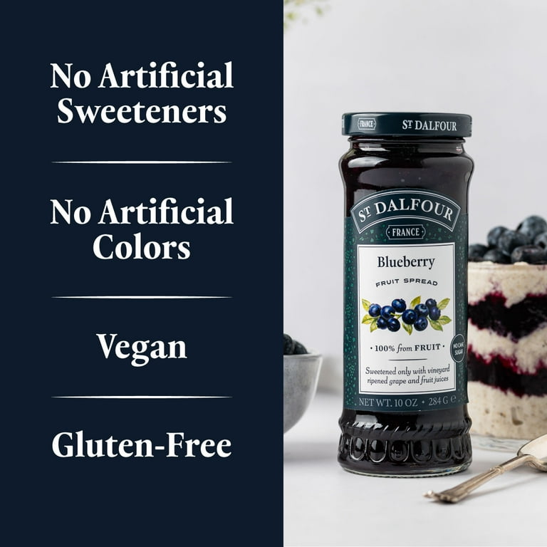 St. Dalfour, Blueberry Fruit Spread, 10 oz Jar, Vegan & Gluten