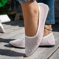 thumbnail image 6 of Womens Mesh Pointed Toe Flats - Breathable Lightweight Slip-on White Ballet Flat Shoes,Size 9.5, 6 of 9