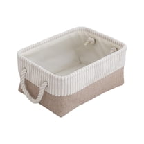 Cinvoph Storage Basket Foldable Home Clothing Miscellaneous Storage Organizer with Rope Handles Sturdy Organizer Bins for Books Towels Clothes 14"x10"x6" Coffee_M