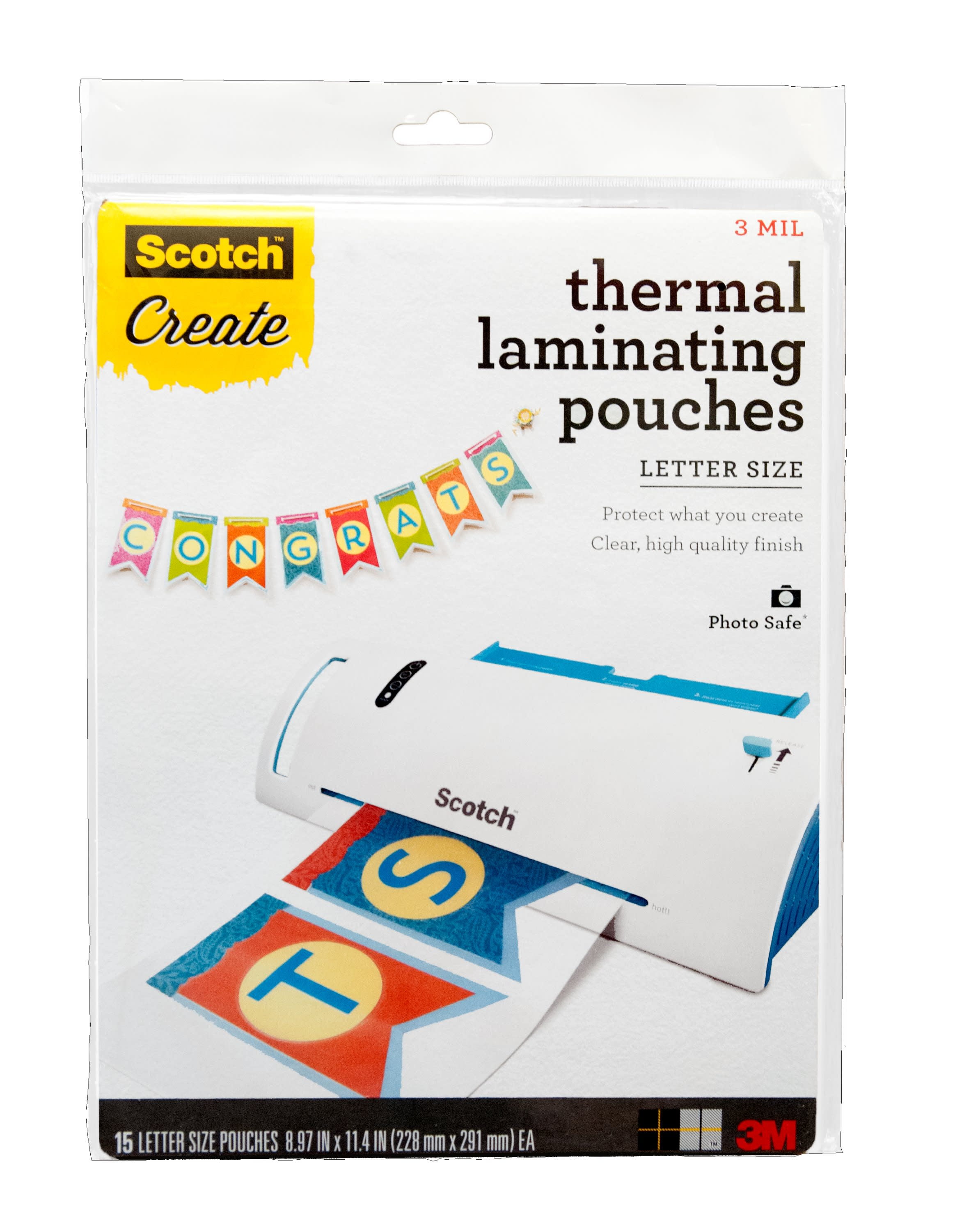 Scotch Thermal Laminating Pouches, 15 Count, 8.5" x 11", 3 Mil