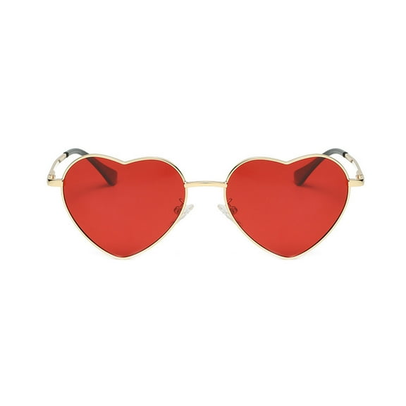 Penkiiy Heart Shaped Sunglasses Vintage Bachelorette Sunglasses Women Retro Eyeglasses for Traveling Red