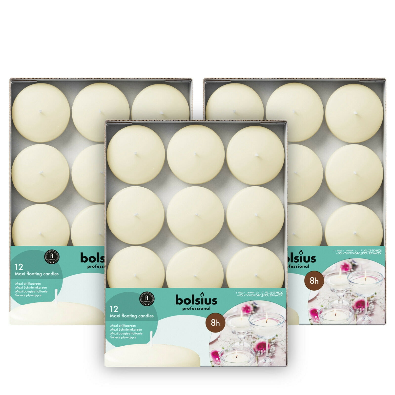 Ivory Floating Candles 3 Inch Unscented 36 Pack for Wedding, Dinner, Home/Party Decor 8 Hours