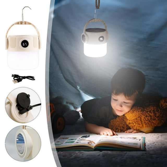 Aodebiao Solar Camping Light Rechargeable Outdoor Portable Lantern Super Bright LED Tent Light USB Emergency Light Waterproof for Hiking Backpacking Power Failure Survival Gear