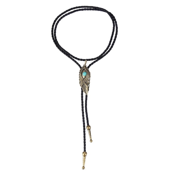 Vintage Metal Western Bolo Bola Tie Necktie Cowboy Mens Jewelry - Bronze