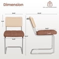 thumbnail image 4 of Hawsaiy Faux Leather Rattan Dining Chairs Set of 2, Upholstered Dining Room Chairs with Cane Back, Mid Century Modern Cantilever Kitchen Chairs, Chrome Frame Armless Side Chairs, Brown, 4 of 12