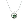 thumbnail image 2 of Delight Jewelry Silvertone Green Four Leaf Clover with Heart Leaves Gymnastics Ring Charm Necklace, 18", 2 of 4