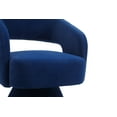 thumbnail image 6 of 360 Degree Swivel Barrel Chair with Wraparound Backrest, Velvet TV Armchair with Round Wood Base for Office, Living Room & Bedroom, Blue, 6 of 7