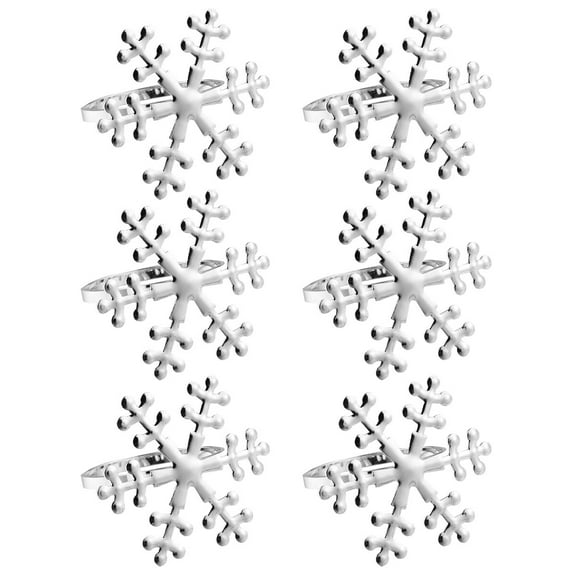 Worgeous  6 Pcs Christmas Snowflake Napkin Buckle Rings Banquet Silver Alloy 5.50X4.20X4.20CM
