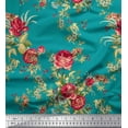 thumbnail image 1 of Soimoi Cotton Jersey Fabric Leaves,Red Berries & Rose Floral Print Fabric by The Yard 58 Inch Wide, 1 of 1