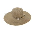 thumbnail image 1 of Sombrero de Playa Con Conchitas Para Mujer Ala Ancha 42 cm beige 42 cm, 1 of 6