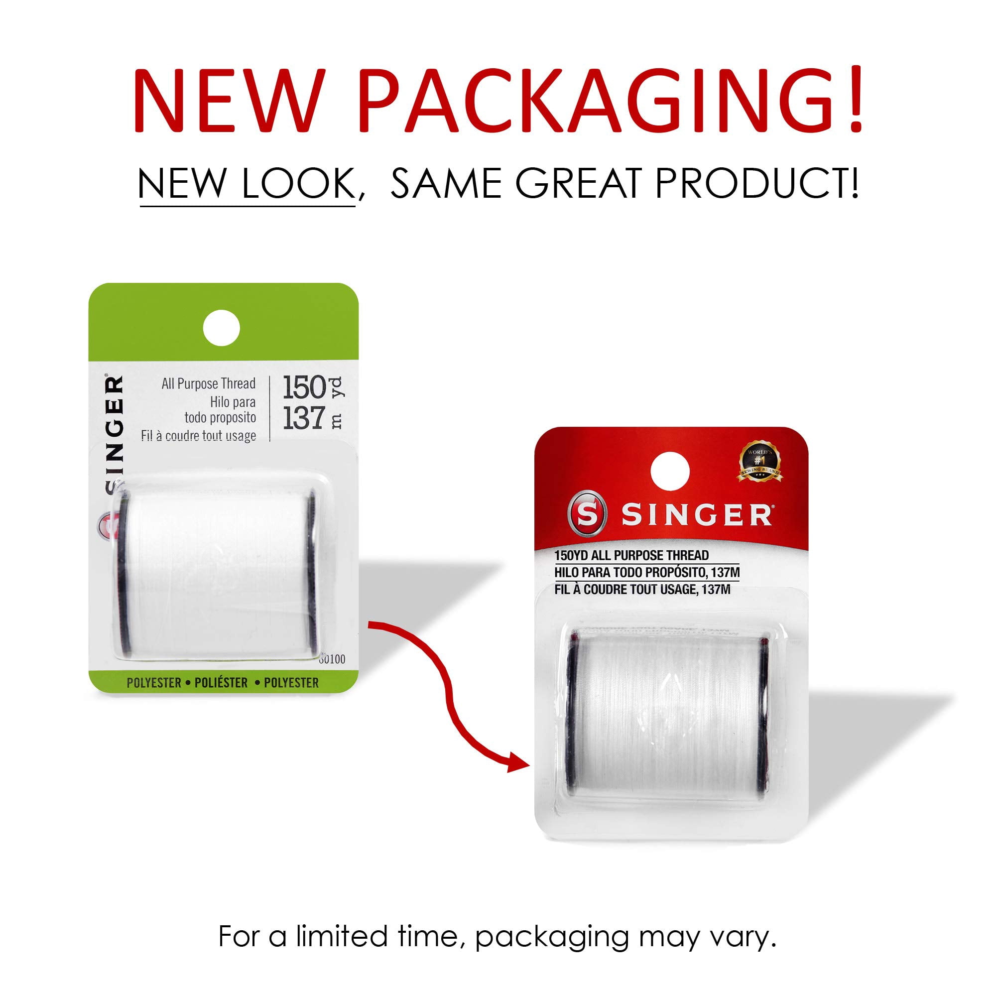 Singer All-Purpose Polyester Thread 150yd-White (Pack of 14)