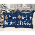 thumbnail image 3 of Christmas Pillow Covers 16x16 Inch Set of 2, Snowflake Merry Christmas Let it Snow Holiday Quote Decor Decorative Throw Cushion Cases Winter Decoration for Home Party Sofa Couch, Navy Blue, 3 of 5