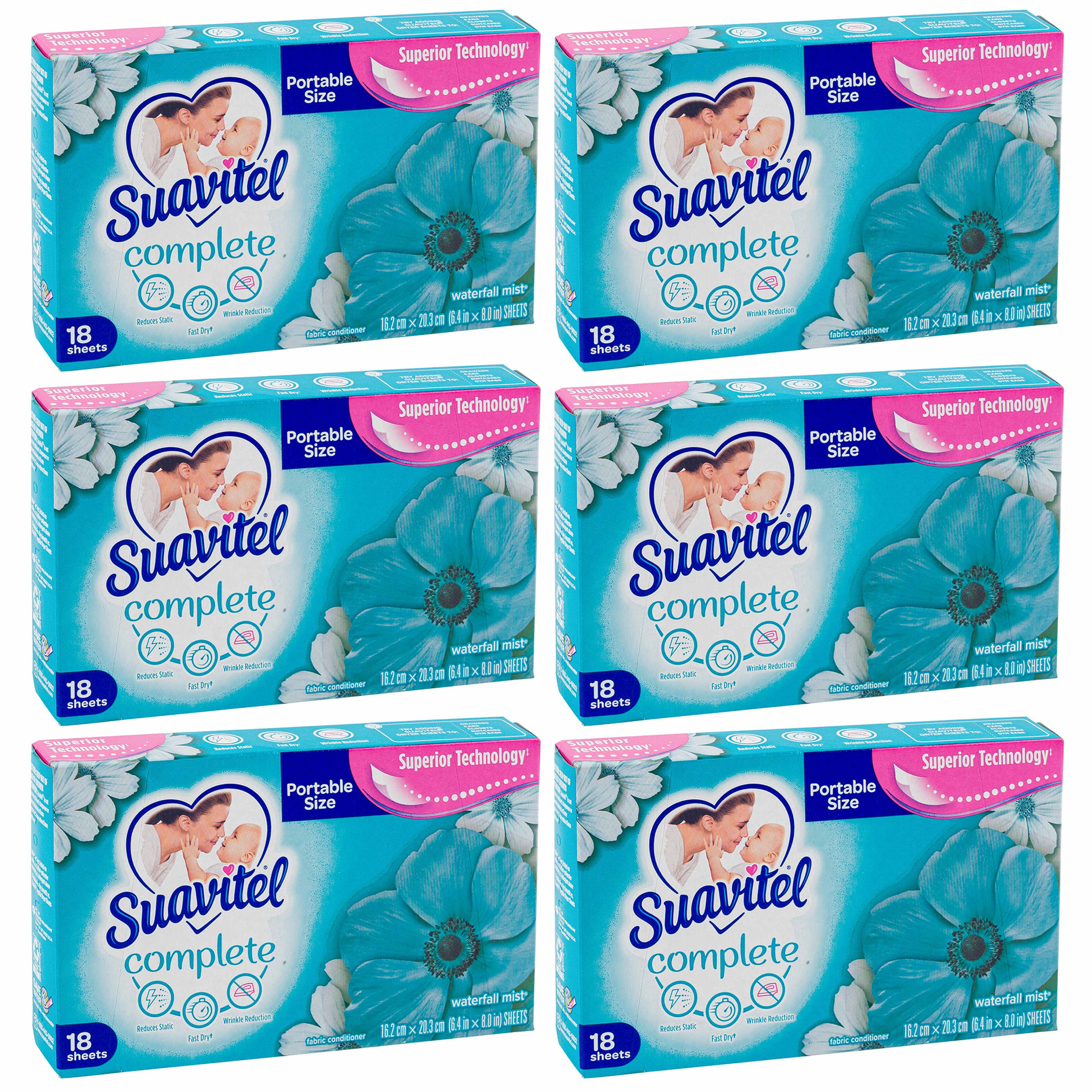 6 Pk Waterfall Mist Scent Dryer Sheets Laundry Fabric Softener Reduce