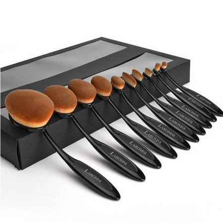 Set of 10 Belsion Makeup Brushes Professional Quality Soft and Dense Synthetic Hair Black
