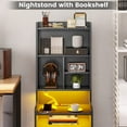 thumbnail image 5 of Toogaho Tall Nightstand with LED Lights and Charging Station,Nightstand with Shelves and 2 Drawers, Bedside Table with Bookshelf, Tall Side End Table with Storage,Black, 5 of 7