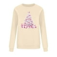 thumbnail image 3 of Womens Christmas Sweatshirts Pink Bows Tree Print Casual Crew Neck Tops Fashion Loose Long Sleeve Fall Outfits, 3 of 5