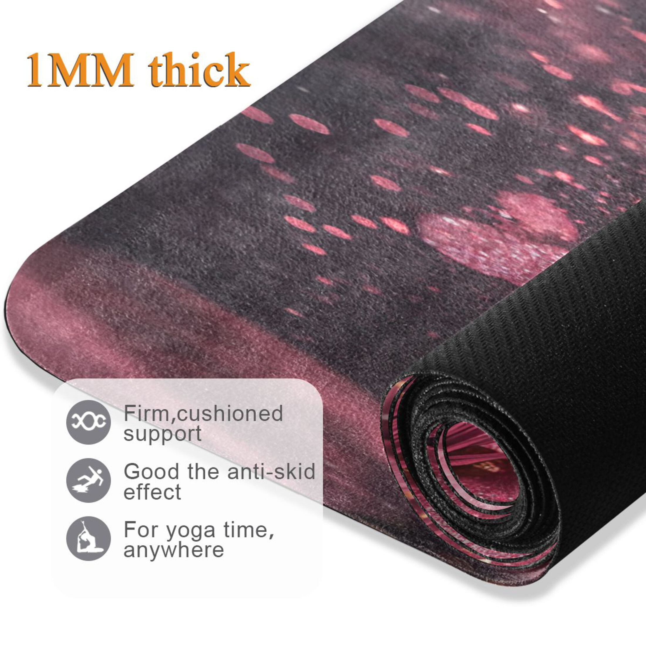 BZSMCE Yoga Mat Women Pink Glittery Flowers Fitness Mat