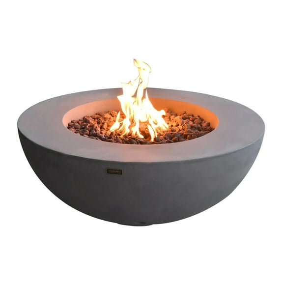 Elementi Natural Gas Concrete Lunar Bowl Fire Pit w/ Auto Ignition, Grey