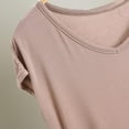 thumbnail image 4 of Ohufall Modal Pj T-Shirts for Women Classic Solid V-Neck Pajama Top Summer Casual Plain Short Sleeve Sleepwear Tees Ladies Soft Comfy Loungewear Undershirt, 4 of 8