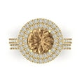 thumbnail image 2 of 2.68 ct Brilliant Round Cut Champagne 14K Yellow Gold Halo Solitaire with Accents Engagement Bridal Wedding Ring Band Set size 3.5, 2 of 7