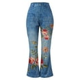 thumbnail image 3 of fvwitlyh Petite Jeans for Women Womens Straight Women's Long Multiple Choice Printed Casual Loose Pants Comfortable Micro Flared Pants Women Blue Wide-Leg Relaxed Fit Casual Jeans, 3 of 5