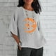 thumbnail image 2 of Nueva camisa de lino con cuello redondo informal de manga tres cuartos con estampado de Halloween Camiseta/camisa de manga corta con cuello redondo Pompotops hfajkhk141310, 2 of 5