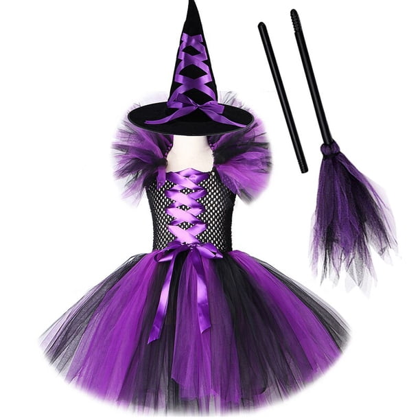 Vestido de tutú de bruja para niñas, Disfraces de Halloween de carnaval, traje de Cosplay para niños, vestidos de fantasía para niñas, conjunto de ropa para niños Fivean unisex