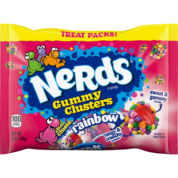 Nerds Gummy Clusters, Rainbow Halloween Candy, 6 oz Treat Packs, 12 Count