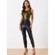 thumbnail image 2 of Disfraz de navidad Camiseta Sin Mangas Con Cuello En U, Elástico, Ajustado, Brillante Y Metálico Brillante Para Mujer Negro Brillante M, 2 of 6