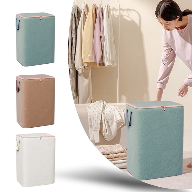 Xihbxyly Bolsa de Almacenamiento para Colchas, Gran Capacidad de 80 L, Organizador de Ropa Plegable, Solución para Armario de Dormitorio, Diseño Que Ahorra Espacio, Beige/Verde Militar/Café, Tamaño 4