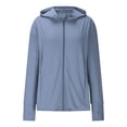 thumbnail image 3 of Sun Protection Hoodie for Womens Summer Front Zipper UPF 50+ Long Sleeve UV Spf Tee Shirts with Pockets Rash Guard Sun-Protective Clothing Quick Dry Athletic Stretch Shirts with Thumb Holes, 3 of 6