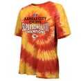 thumbnail image 2 of Women's Majestic Threads  Red/Gold Kansas City Chiefs Super Bowl LVIII Champions Oversized Tie-Dye T-Shirt, 2 of 3