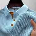 thumbnail image 4 of Mens Shirts Plus Size Short Sleeved Lapel Button Casual Solid Color T-shirt Light Blue XXXL, 4 of 5