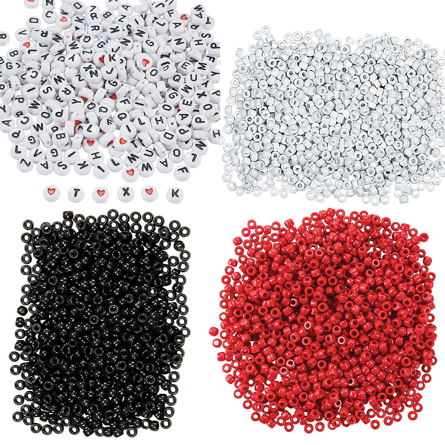 Mega Bulk 3400 Piece Red, White & Black Plastic Bead Assortment Kit