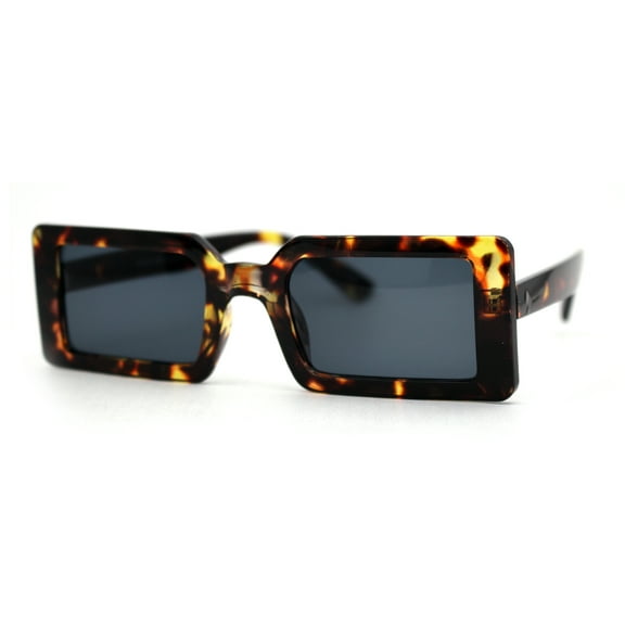 Womens 90s Square Rectangle Vintage Hippie Sunglasses Tortoise Black