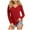 Red, variant on Womens T Shirts V Neck Long Sleeve Curved Hem Tops Tshirt Basic Tee(S-2XL)