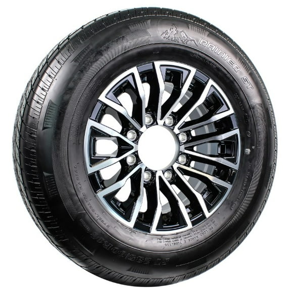 eCustomrim Radial Trailer Tire ST235/80R16 Load E 16" 8 Lug Edge Black Aluminum Rim