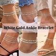 thumbnail image 5 of APSVO 6 Pcs 925 Silver Plated Ankle Bracelets for Women Cuban Figaro Paperclip Singapore Mirror Anklet Set Birthday Christmas Jewelry Gifts Teen Stocking Stuffers Adults, 5 of 6