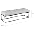 thumbnail image 2 of Cortesi Home Biago Stainless Steel Contemporary Oversize Tufted Bench in Faux Leather, Snow White, 2 of 2