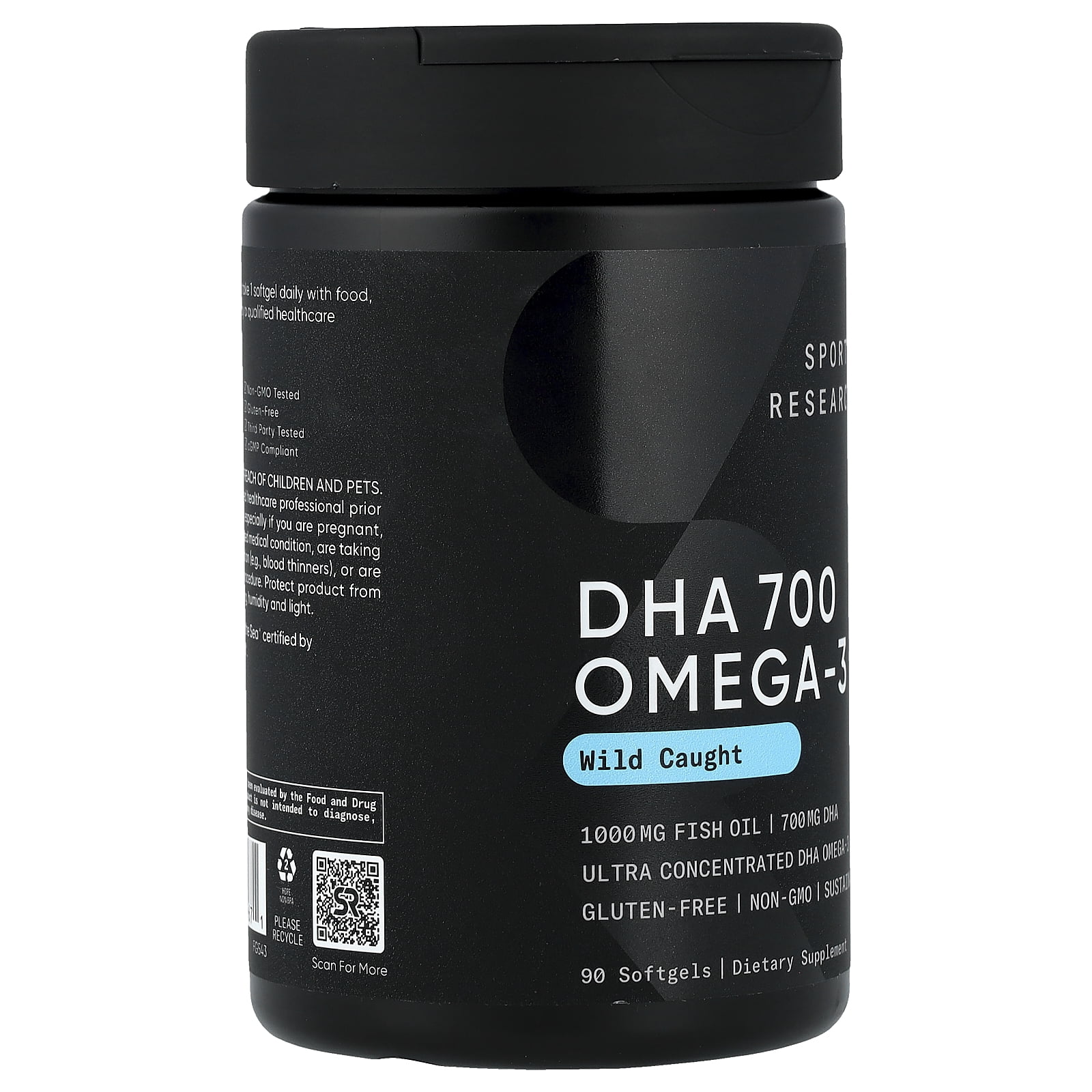Sports Research DHA 700 Omega-3, Wild Caught, 90 Softgels