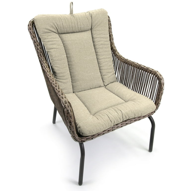 Jordan Manufacturing 38 x 21 Tory Bisque Tan Solid Rectangular Outdoor Wrought Iron Chair Cushion with Ties and Hanger Loop Walmart