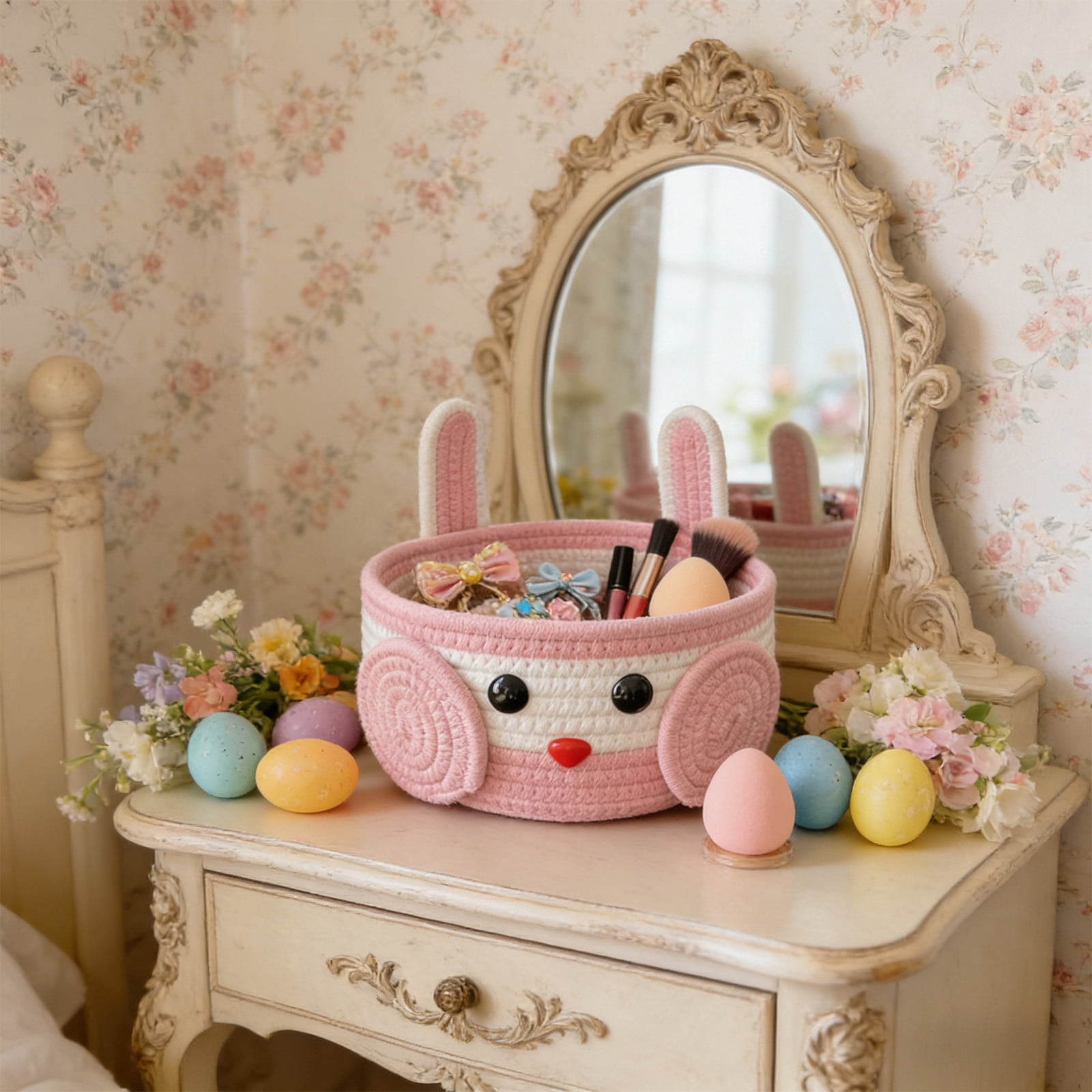 Lunxisen 4 Pcs Easter Storage Basket Handwoven Rabbit Design Holiday Decorative Home Organization Baskets