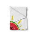 thumbnail image 2 of Hello Summer Soft Flannel Fleece Blanket, Watermelon Slice Motif with Hand Drawn Ocean Waves Summer Season Themed Exotic, Cozy Plush for Indoor and Outdoor Use, 50" x 70", Multicolor, by Ambesonne, 2 of 5