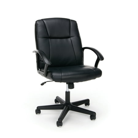 OFM Essentials Collection Executive Office Chair, Bonded Leather, in Black